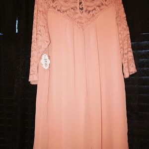 Blush pink lace dress